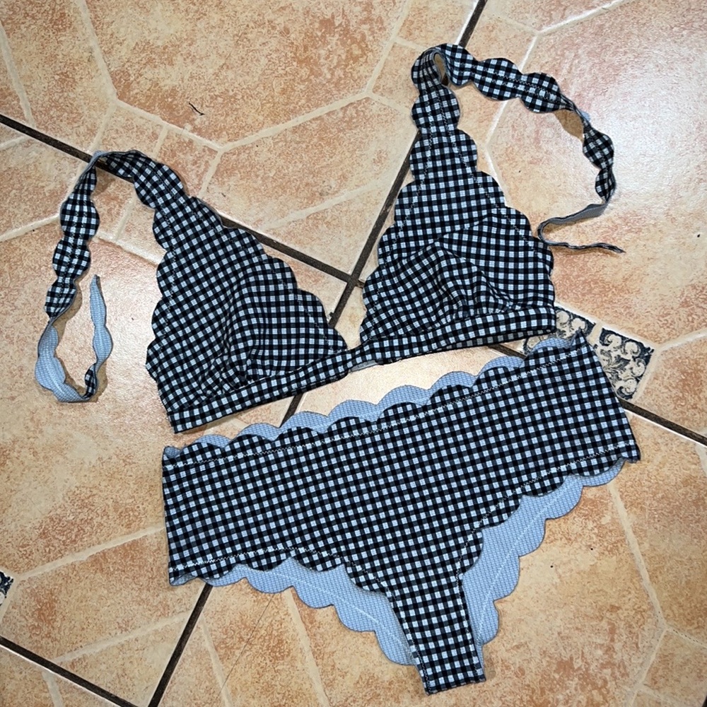 Marysia Swim Gingham Scalloped Bikini